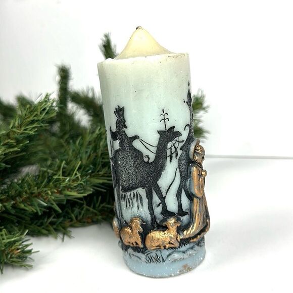 Vintage Holiday Elegance Candle Christmas Adoration Nativity Scene Silhouette - Picture 5 of 8